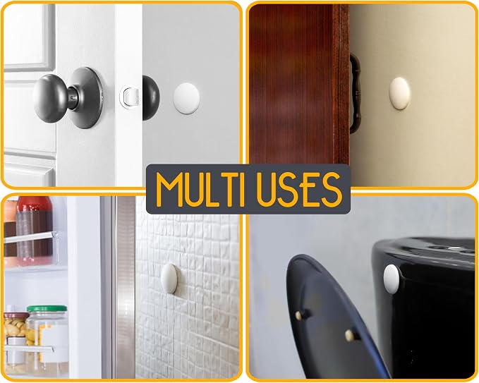 Door Stoppers - Medium 2" (6 Pack) - Door Stoppers for Wall with Strong Back Adhesive - Quiet and Shock Absorbent Silicone Wall Protectors from Door Knobs - Protects Every Surface - White