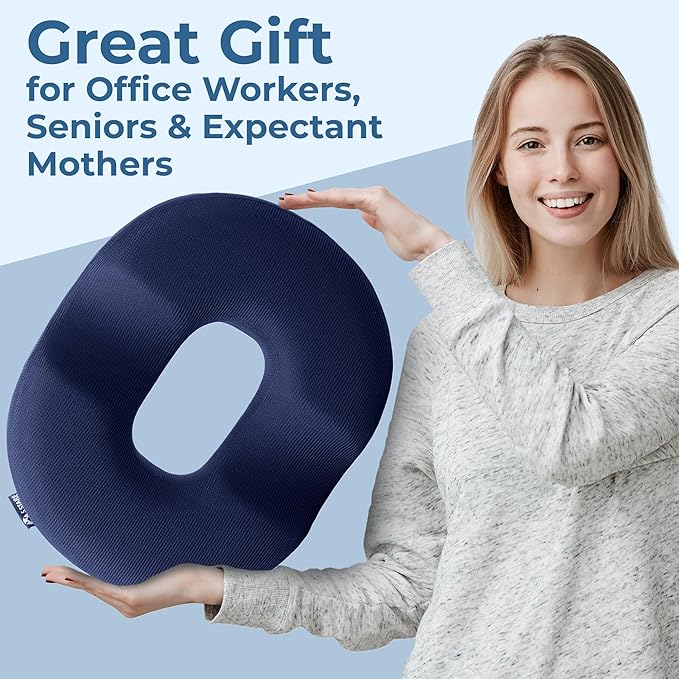 5 STARS UNITED Donut Pillow Hemorrhoid Tailbone Cushion โ Large Cushion for Pain Relief โ Coccyx, Prostate, Sciatica, Pelvic Floor, Pressure Sores, Pregnancy, Postpartum Recovery, Blue