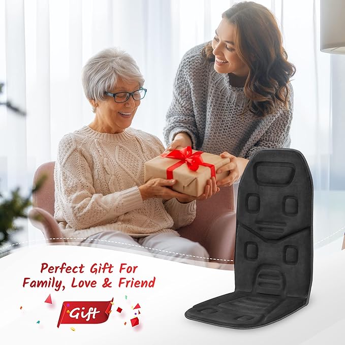 COMFIER Back Massager with Heat, App Control Vibration Massage Seat Cushion, 10 Motors & 3 Heat Levels Chair Massager Pad, Gifts for Mom,Dad Home Office Use,Black