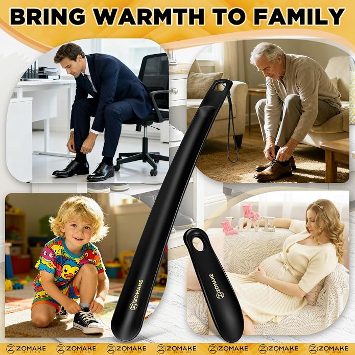 ZOMAKE Long Plastic Shoe horn, Plastic Shoehorn Long Handle for Seniors Men Women, 16" Shoe Spoon Helper for Boots