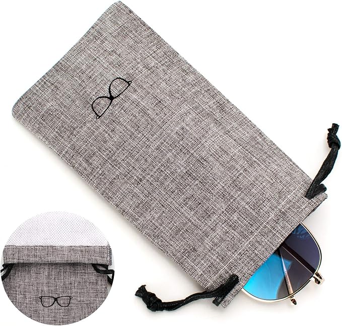 Vemiss Hard Shell Sunglasses Case, Large Linen Fabric Protective Glasses Case for Men Women