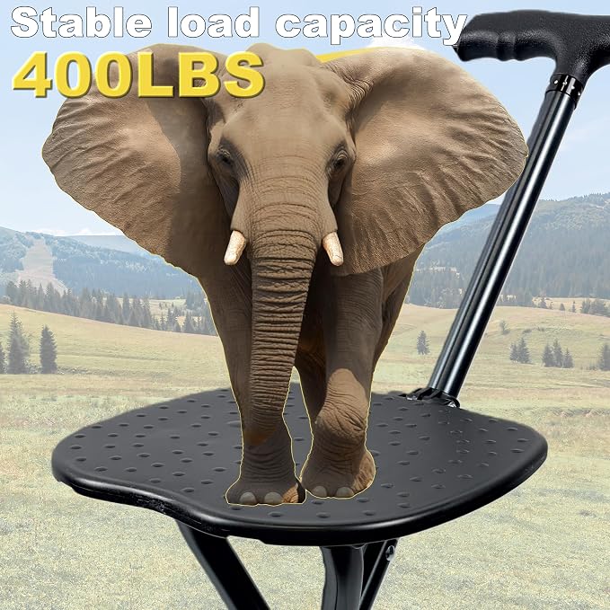FATTCHIAR Walking Cane with Seat Folding Lightweight Adjustable Cane Chair Foldable for Seniors Portable Seat