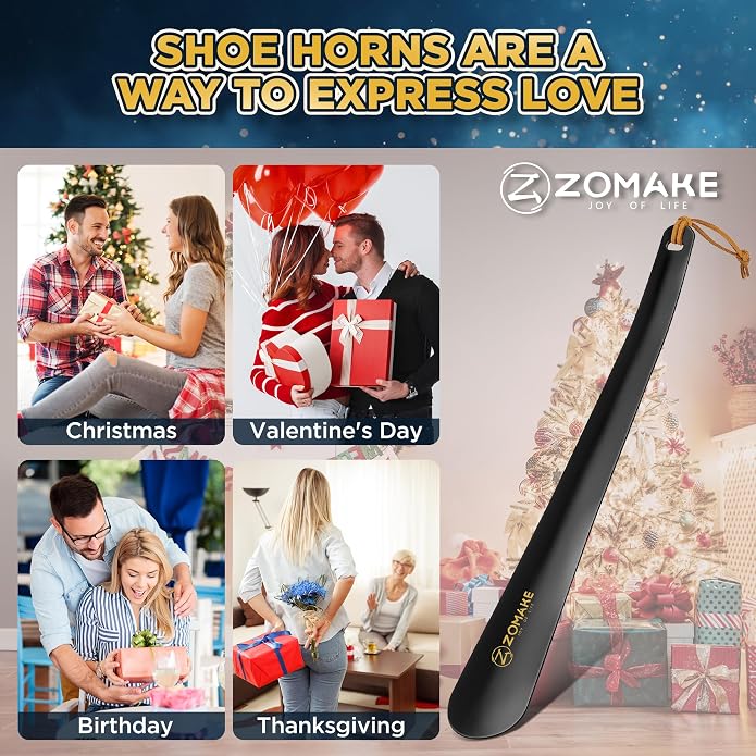 ZOMAKE Metal Shoe Horn, Small Travel Shoehorn for Men Women Kids, 5.9''/7.3''/7.5'' Portable Shoe Spoon Helper