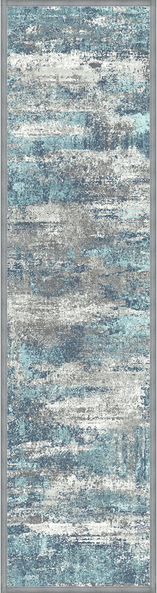 sarben Carpet Stair Treads Non Slip 4PCS, 8" X 30" Edging Stair Runner for Wooden Steps Indoor, Resistant Stair Rugs with Reusable TPE Adhesive Backing, Residue Free Mat for Kids, Elders, Pets, Teal