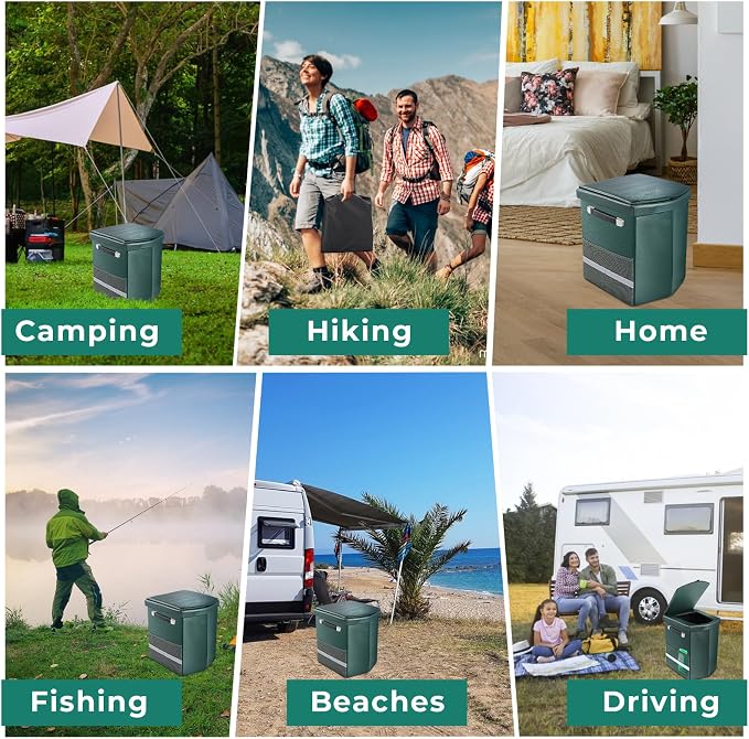2026 Upgraded XL Portable Toilet for Adults,Tall Camping Toilet with Lid and Convenient Carry Bag, Portable Potty for Camping, Hiking, Car Travel,Truck, RV, Boating, Road Trips, Beach (Green, 16.5''H)