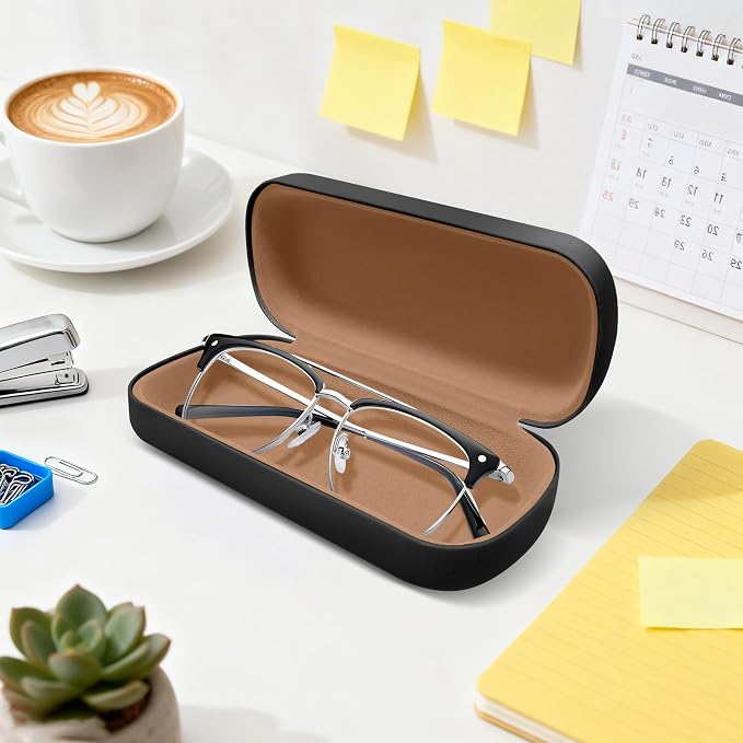 Glasses Case Large Hard Shell, PU Leather Protection for Eyeglasses Case