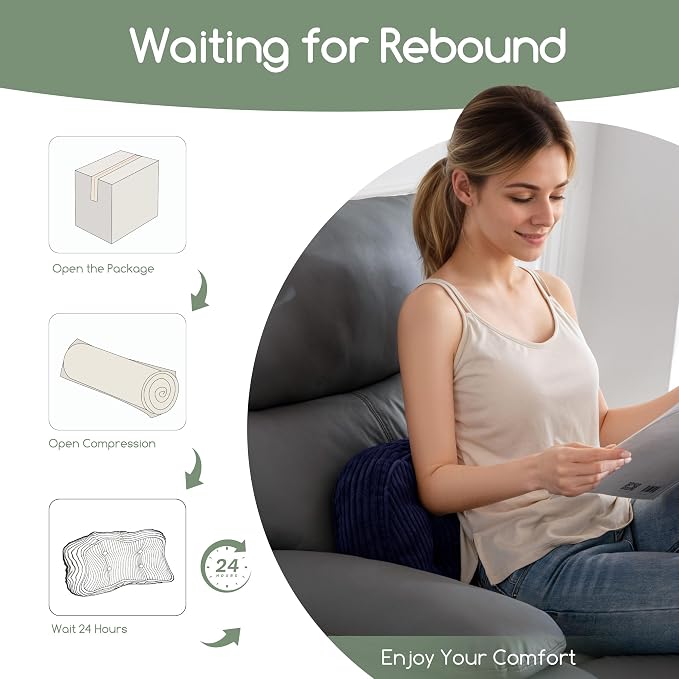 HIGOGOGO Lumbar Support Pillow for Recliner Chair/Accent Chair/Couch/Office Chair, Tufted Corduroy Back Support Cushion for Elderly, Recliner Cushions for Back Rest