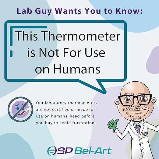 SP H-B DURAC General Purpose Lab Thermometer Total Immersion Glass Liquid Thermometer for Laboratories, Universities, Food and Beverage Processing, -20 to 150 Degrees Celsius