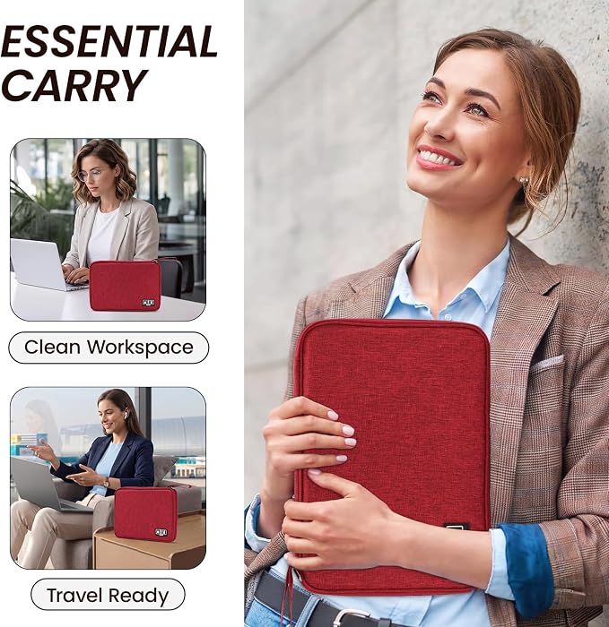 Electronic Organizer Travel Case, Slim Cable Accessories Pouch, Single Layer Tech Pouch & Cord Storage Bag for Chargers, Power Bank, SD Cards - Minimalist Travel Essentials