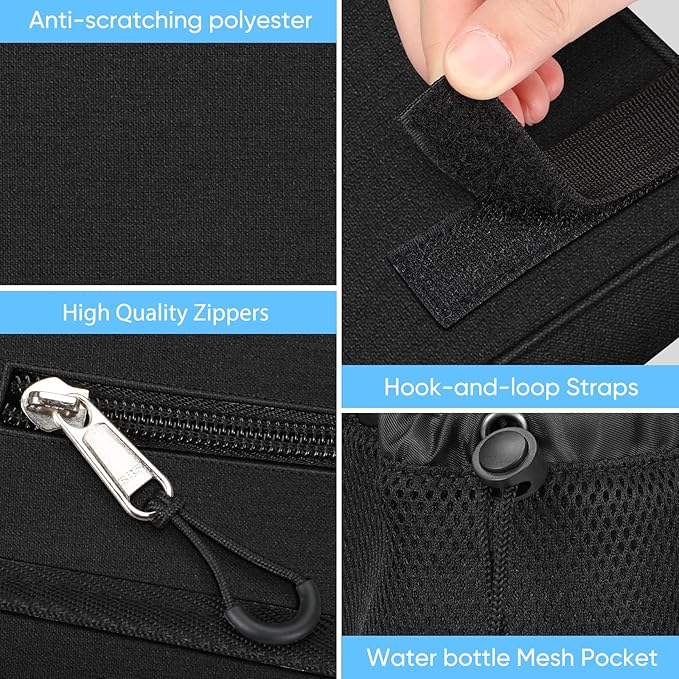 FINPAC Large Walker Tote Bag with Cup Holder, Folding Walker Attachment Hands-Free Storage Basket Mobility Aid Accessory Pouch for Elderly, Senior, Black