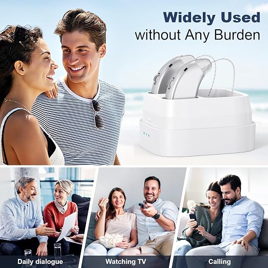 Hearing Aids for Seniors & Adults,Advanced Multi Channel Digital BTE Hearing Assist,AI Powered Speech Enhancement and Tinnitus Masking, Rechargeable 25 Hour Battery Life Adjustable Volume Control