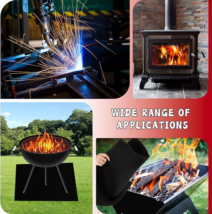 kaidun 20'' x 20'' Welding Blanket Fireproof Carbon Felt for Soldering | Flame Retardant, Stove Wick, Cuttable, Fireproof Mat, Heat Shield Mat, Insulation Blanket, for Brazing/Plumbing/Grill/Firepit