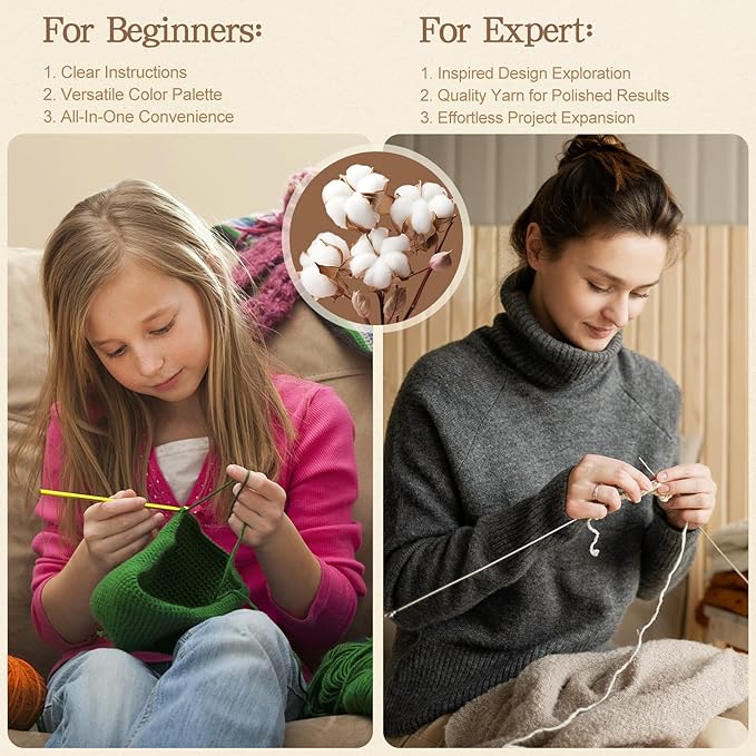 Katech 20 Skeins Cotton Yarn for Crocheting-Crochet Yarn Set-(Color A) | 55% Cotton 45% Acrylic#3 DK (Light)-Super Soft Milk Cotton Yarn-Great Crochet and Knitting Starter Kit for Colorful Craft