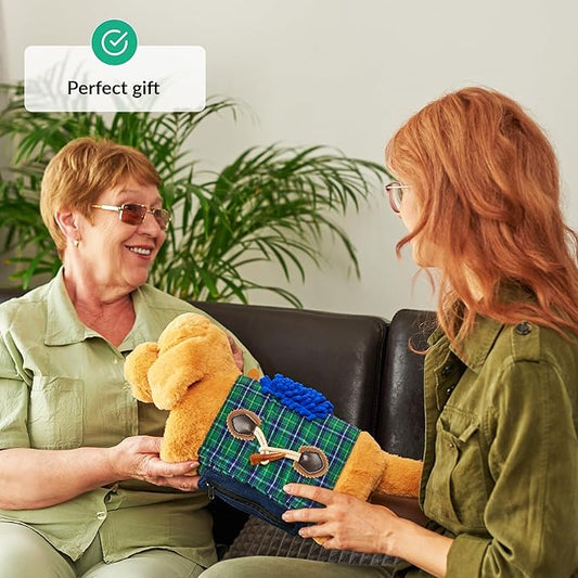 Fidget Muff and Blanket for Elderly | Fidget Blanket for Dementia | Dementia Products for Elderly | Gift and Activities for Seniors with Alzheimer’s or Dementia | Sensory Fidget Toys (Beige)