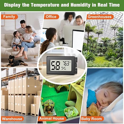 6 Pack Mini Hygrometer Indoor Humidity Meter, Digital Thermometer Monitor | Small Indoor Humidity Gauge Meter Fahrenheit (℉) for Thermostat Reptile Tank, Mason Jars JJMTDS