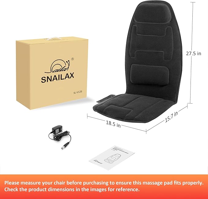Snailax Vibration Back Massager with Heat, Massage Chair Pad with Neck Lumbar Memory Foam, 10 Vibration Motors,5 Modes, Gifts, No shiatsu