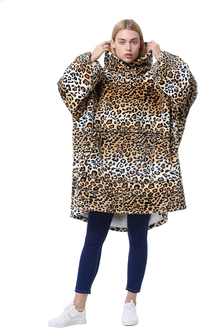 Catalonia Oversized Blanket Hoodie Sweatshirt, Wearable Sherpa Lounging Pullover for Adults Women Men