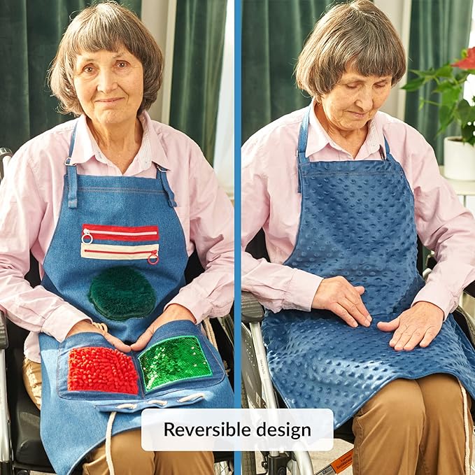 ODOXIA Fidget Apron for Elderly | Fidget Blanket for Dementia | Dementia Products for Elderly | Gift and Activities for Seniors with Alzheimer’s | Sensory Toys