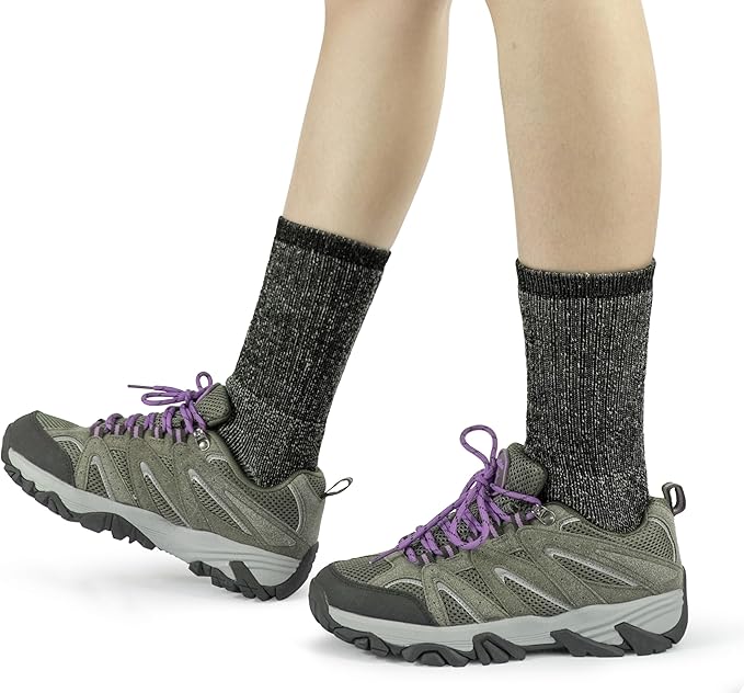 BomKinta Wool Hiking Socks Women - Merino Thick Warm Thermal Boot Socks - Winter Cozy Crew Sock Size 5-11