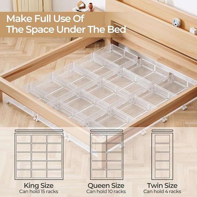 Yecaye Under Bed Storage with Wheels, 2 Pack Under Bed Shoe Storage Organizer Drawer, Tool-free Assembly Metal Underbed Storage Containers for Clothes, Shoes, White
