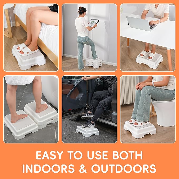 Shower Bath Step Stackable Bathtub Non Slip Safety Step Stool, Indoor/Outdoor Handicap Wideing Hands Free Platform Medical Portable Stack-Able, for High Beds, Kitchens,Bathroom.