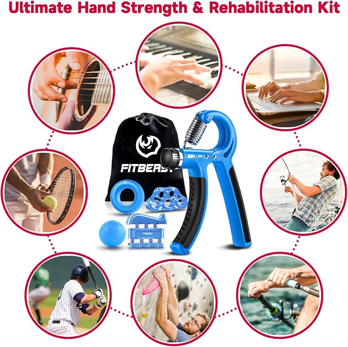 FitBeast Grip Strengthener Forearm Strengthener Hand Grips Strengthener Kit - 5 Pack Adjustable Resistance