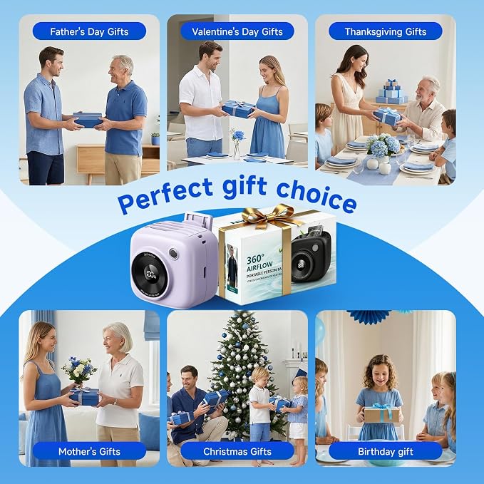 Portable Waist Fan, Rechargeable Wearable Fan with LED Display, 3 Speeds, 3000mAh Battery, 10H Runtime, Turbo Airflow, Clip on Belt/Shirt/Hat, Neck Fan for Outdoor, Gift for Women Men-2 PACK