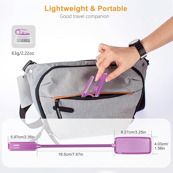 Gritin 9 LED Rechargeable Book Light for Reading in Bed - Eye Caring 3 Color Temperatures,Stepless Dimming Brightness,80 Hrs Runtime Small Lightweight Clip On Book Reading Light-Dark Purple