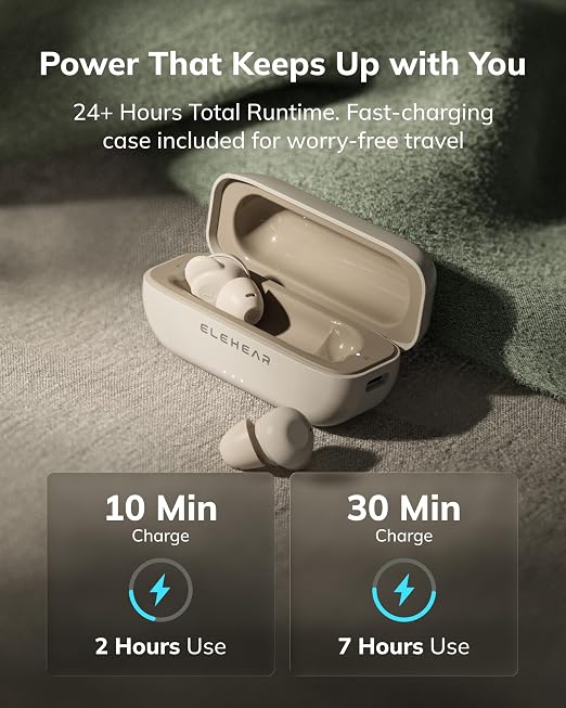 ELEHEAR Delight Bluetooth OTC Hearing Aids for Seniors, Sand White | Bluetooth 5.3, AI Noise Cancellation & App Control, Superior Sound Quality, Comfortable & Discreet Design for Adults