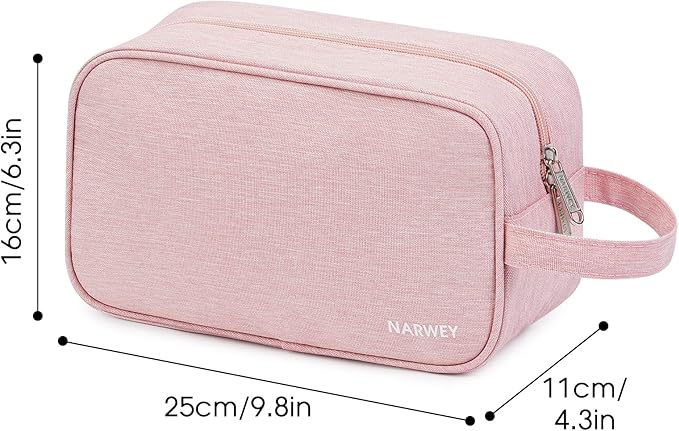 Narwey Travel Toiletry Bag for Women Traveling Dopp Kit Travel Bag for Toiletries Cosmetic Bag Makeup Bag Medicine Bag for Traveling (Pink)