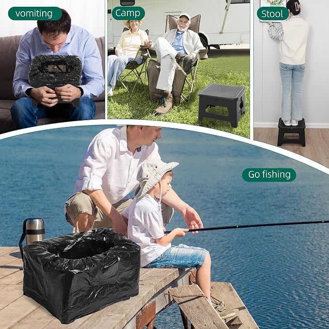 In-car Portable Toilet Collapsible Potty, Emergency Toilet | Temporary Potty For Outdoor Camping, Road Trips, Traffic Jams, Boating And Fishing