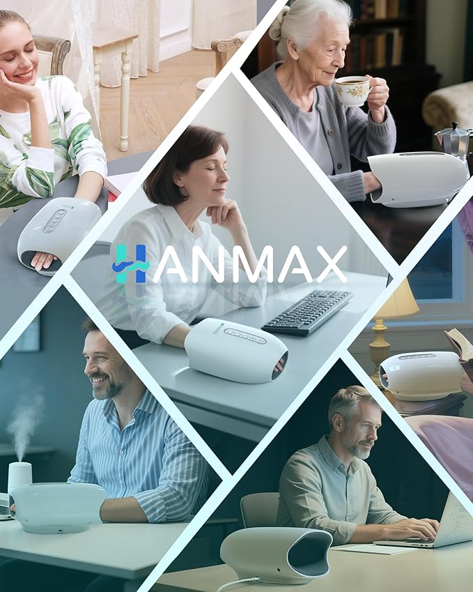 HANMAX Hand Massager with Heat and Compression - for Arthritis & Carpal Tunnel, Portable Gift for Women/Men