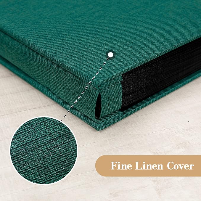 potricher Linen Hardcover Photo Album 4x6 600 Photos Large Capacity for Family Wedding Anniversary Baby Vacation (Dark Green, 600 Pockets)