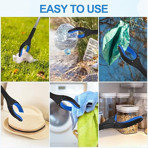 12-Piece Heavy-Duty Trash Collection Tool - 32-Inch Lightweight Telescopic Grabber Ergonomic Handle, Non-Slip Grip | Multi-Purpose Mobility Aid for Seniors