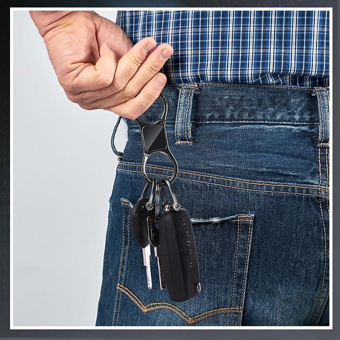 Yaocom 2 Pcs Keychain Quick Release Spring with 8 Stainless Key Rings and 4 D Rings Detachable Car Key Chain Spring Clip