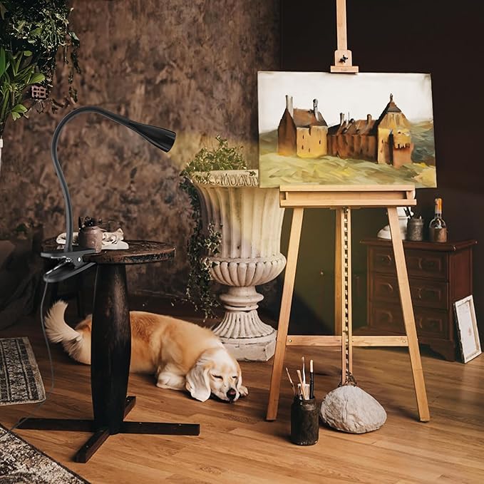 Book Light for Reading in Bed, Eye-Caring LED Reading Light, 360° Flexible Clip on headboard lamp, 5W 3000k Desk Lamp with Clamp for Bedroom, Office, Painting, Workbench and Sewing, Black