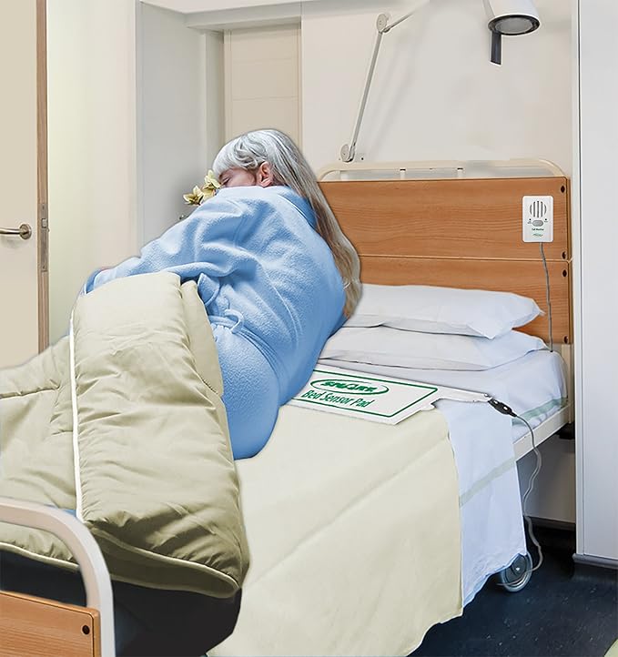 Smart Caregiver Bed Alarm for Elderly Adults – Fall Prevention System with 10"x30" Weight-Sensing Bed Pad – Automatically Alerts Caregiver When They Get Up
