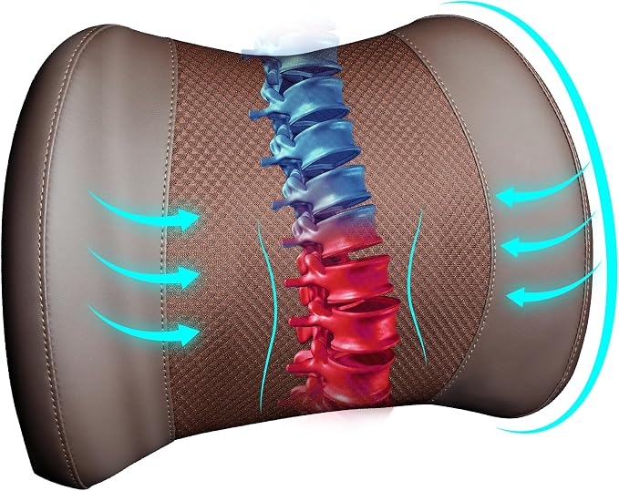 Lofty Aim Lumbar Support Pillow for Car, Car Seat Back Support for Driving | Memory Foam Car Lumbar Support for Driving Seat, Car Back Cushion, Adjustable Straps, Lower Back Pillow, Office Chairs, Brown