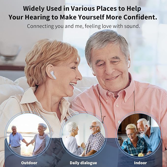 Hearing Aids, Earbyear Rechargeable Hearing Aids for Seniors with Noise Cancelling, Hearing Amplifier Personal Sound Amplification Devices with Portable Charging Case
