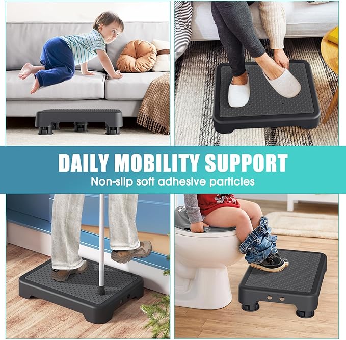 SPACELEAD Mobility Step Stool for Adults & Seniors, Indoor/Outdoor Portable Stair Assist, Anti-Slip Platform for Bathroom, Kitchen, Office, and Bedroom, 600lbs Capacity, Black Black