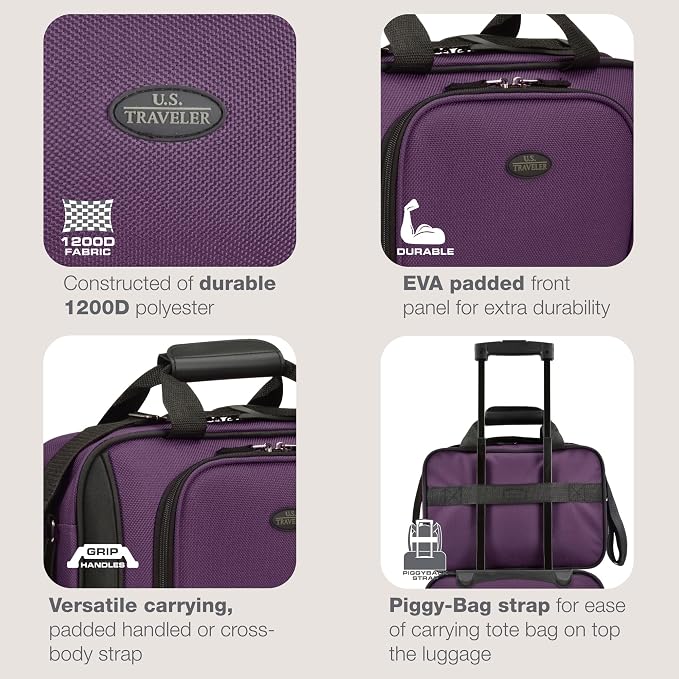 U.S. Traveler Rio 14" Travel Tote Bag, Lightweight 1200D Carry-On Bag for Women & Men