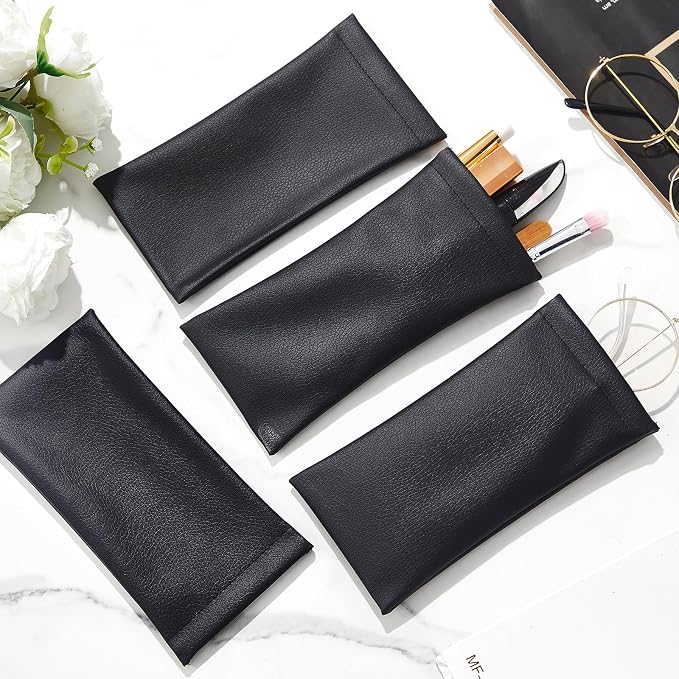 Xuhal 8 Pcs Leather Glasses Case Sunglasses Pouch Eyeglass Case Soft Squeeze Top Portable Travel Glasses Sleeve for Women Men