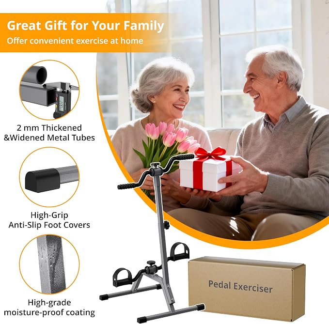 Adjustable Legs Arms Pedal Exerciser Bike for Seniors - Hand Arm Leg and Knee Therapy, Stroke Recovery, Portable Fitness Equipment for Total Body Workout Cardio Exercise - Great Gift for Elderly Rehab