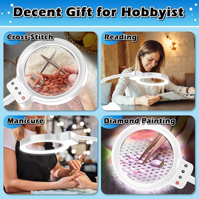30X 10X Large Floor Magnifying Glass with Light and Stand | 2-in-1 Flexible Gooseneck Floor Magnifying Lamp,72 LED Lights, 3 Color Modes, Close Work,Sewing,Crafts,Hobbies