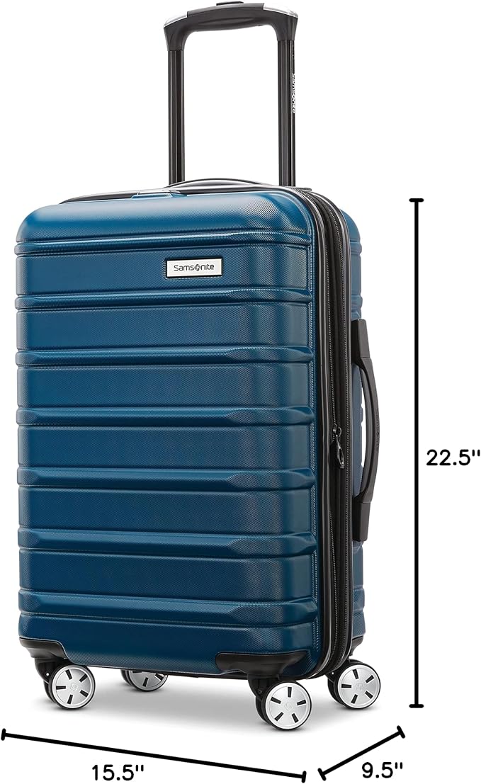 Omni 2 Airline Approved Carry-On Luggage – Stress-Free Size Meets 22x14x9" Requirements – For Fast Trips & Avoiding Baggage Fees – Dual 360° Spinner Wheels, USB Power Hub, Expands 1.5” – Lagoon Blue