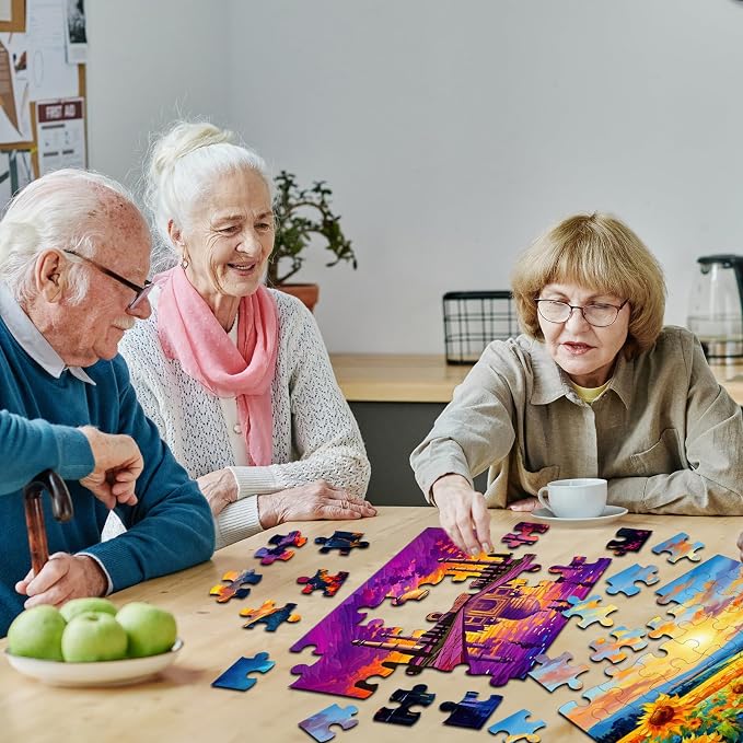 6 Pack 36-Piece Large Jigsaw Puzzles for Seniors Easy Dementia Alzheimer Products Dementia Activities Memory Training Game for Elderly Alzheimer's Patients in Nursing Home Gift (Style 2)
