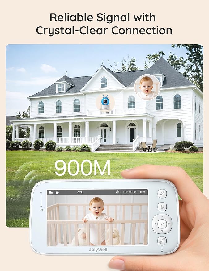 2K Baby Monitor with Camera and Audio, 5" Display Wifi Baby Monitor with App Control, Motion & Cry Detection, Night Vision, VOX, Real-Time Record, Temper Sensor, 2-Way Talk, RGB Night Light, Lullabies