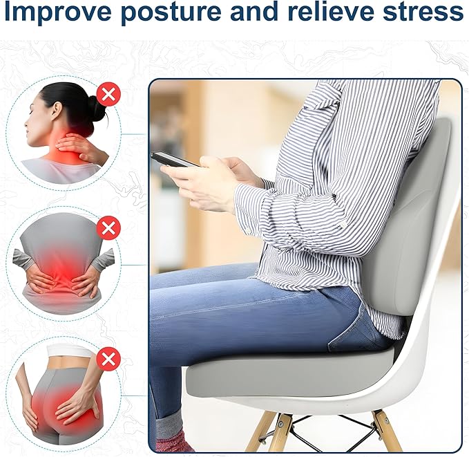Seat Cusion, Relief Pressure Memory Foam Cusion for Office Chairs & Car Seat, Ergonomic Design Seat Cusion for Tailbone Pain Relief, Sciatica & Back Support (Grey, Cusion)