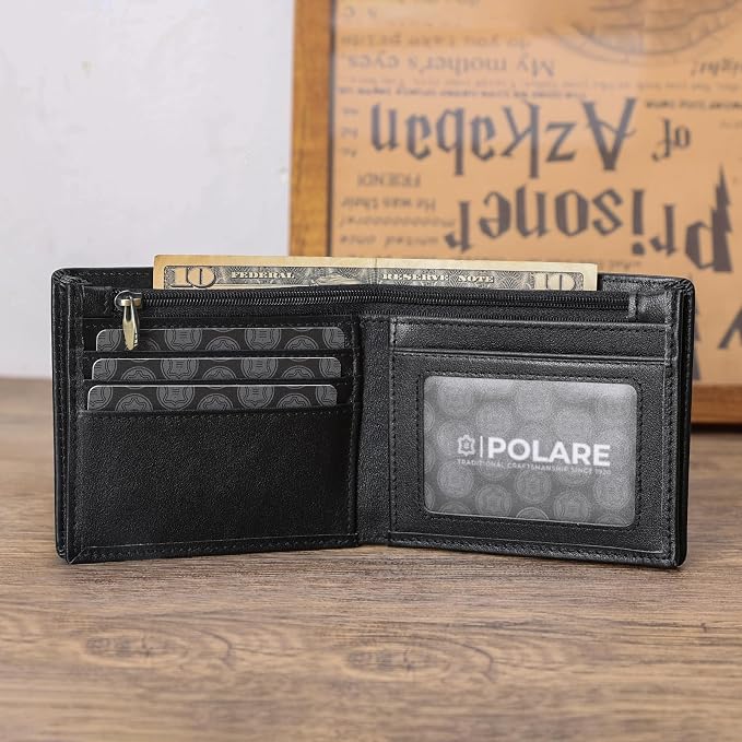 Polare Men's RFID Blocking Cowboy Genuine Natural Crazy Horse Leather Bifold Wallet