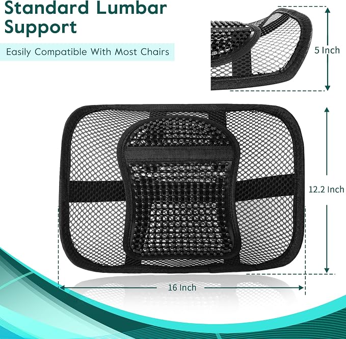 Samyoung 2 Pack Mesh Back Lumbar Support, Back Support Seat Cushion with Breathable Mesh for Office Chairs Car 12โ x 16โ